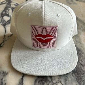 Fred Segal White Cap with Red Lips Design